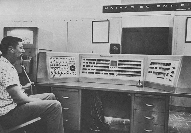 Primeiro computador de sucesso com transistores, o UNIVAC 1101 ocupava uma sala inteira