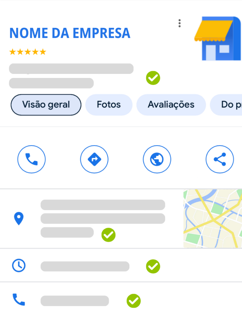 Informações gerais no  google perfil de empresa