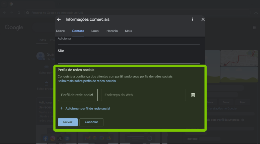 Como adicionar link de midias sociais no Google Perfil de Empresas