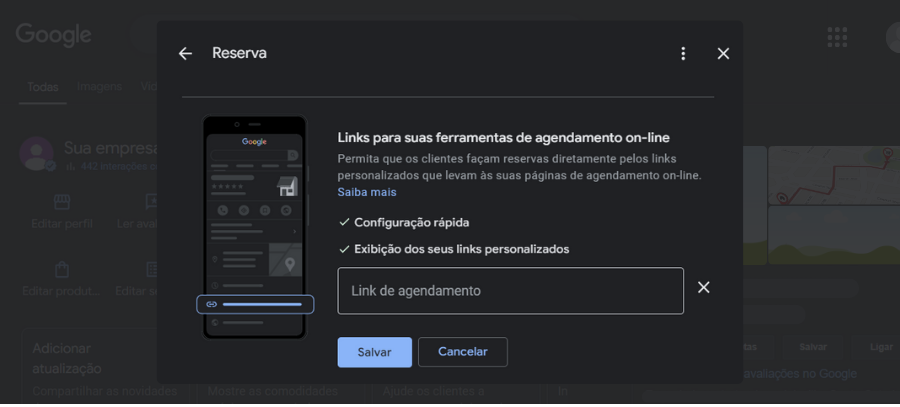 Como adicionar o link de agendamento no google perfil de empresa