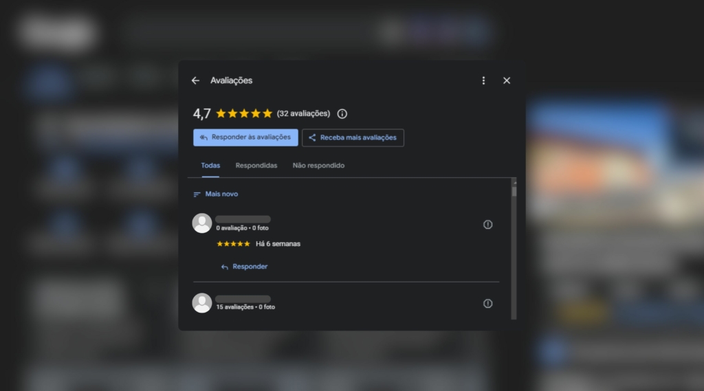 Avaliações da marca no Google Perfil de Empresa
