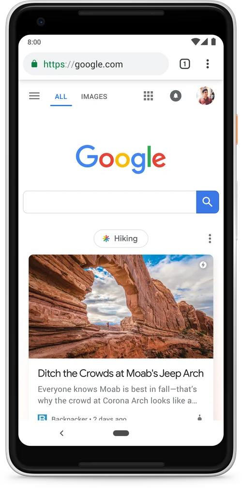 Exemplo do feed do google discover