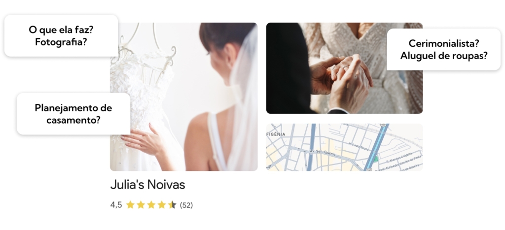 Exemplo de nome muito vago e sem descrição no Google Perfil de Empresa. Com dúvidas sobre o que é o negócio.